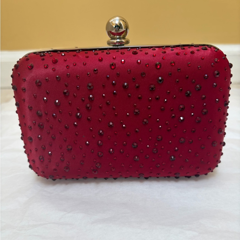 White House Black Market Red Studded Clutch